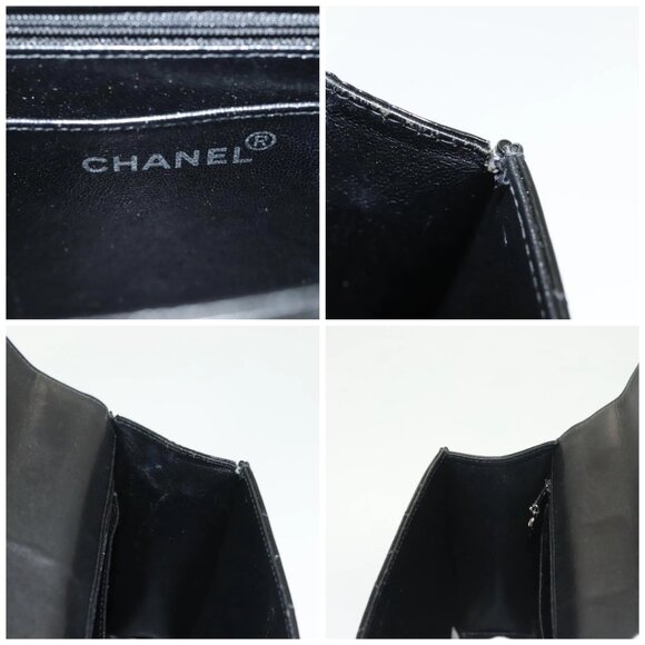 CHANEL Matelasse COCO Mark Chain Hand Bag Patent Black Silver - Picture 15 of 16